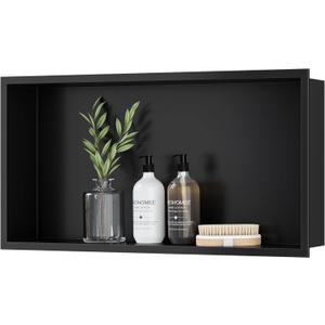 Neodrain Shower Niche, Insert Bathroom Storage Shower Shelf, Stainless Steel Recessed Wall Niche No Tiled Recessed Cabinet Waterproof for Shower Storage(Matte Black,24"x12")