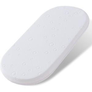 Baby Bassinet Mattress Topper, 30" x 15" x 2" Dual Sided Gel Memory Foam Mattress with Breathable Removable Soft Cover Fit for Most Moses Basket and Dream On Me Lacy Bassinet