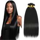 30 32 34 inch Color #1b Human Hair Bundle Natural Black Straight 3 Bundles Real Natural Black Straight Human Hair Extensions 1B Color 150g