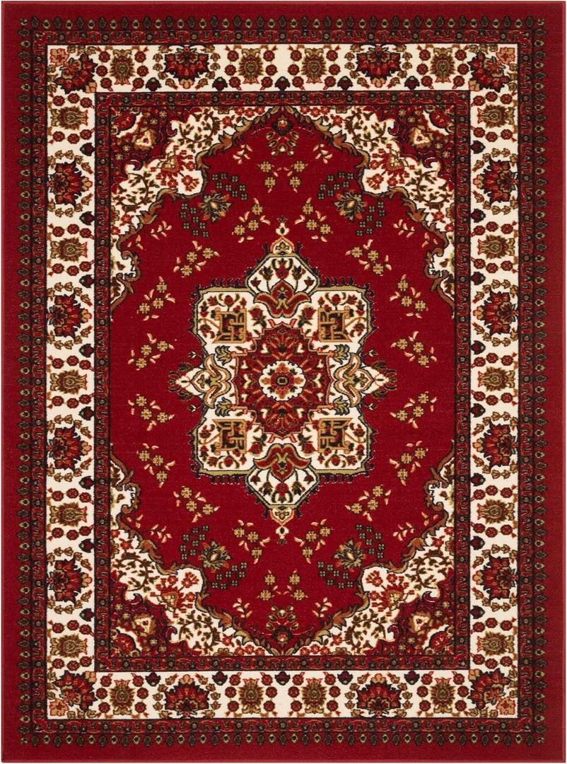 Antep Rugs Alfombras Oriental Traditional 2x4 Non-Skid (Non-Slip) Low Profile Pile Rubber Backing Kitchen Area Rugs (Maroon, 2ft3" x 4ft)