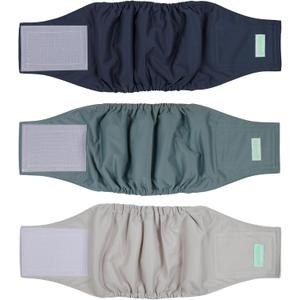 Wegreeco Washable Male Dog Belly Band (Stylish Pattern)- Pack of 3 - Washable Male Dog Belly Wrap, Dog Diapers Male (Blue, Green, Champagne, Large)