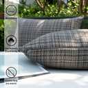 Kevin Textile Pack of 2 Decorative Outdoor Waterproof Throw Pillow Covers Stripe Square Pillowcases Modern Cushion Cases for Patio Couch Bench 18 x 18 Inch Grey