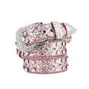 LEOMOSTE 2 pcs Rhinestone Waist Belt for Women Men Bling Sequin Western Studded Cowgirl Cowboy Leather Belt for Jeans
