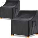 Likorlove Patio Chair Covers Waterproof  36" W x 37" D x 36" H, Heavy Duty 600D Outdoor Furniture Covers for Lounge Deep Seat Chairs, Windproof with Buckles & Air Vent, Black (2 Pack)
