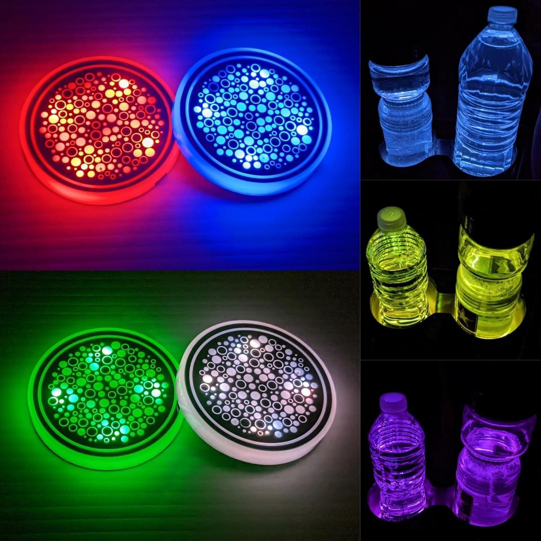 Multi-Color LED Cup Holder Light Monster 7 Color Modes 2 Pack