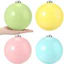 Leyndo 4 Pcs Large Pastel Christmas Balls Ornaments Macaron Christmas Plastic Ball Ornaments Pink Blue Green Yellow Shatterproof Xmas Tree Hanging Decor for Home Xmas Holiday Party Decor(6 Inch)