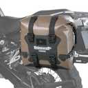 Rhinowalk Motorcycle Saddle Bag Waterproof Side Bag 24-42L, PVC Roll-Top Side Luggage with Magnetic Closure, Lightweight Rear Rack Pannier Bag with Reflective Logo (Brown, 1pair), 48L