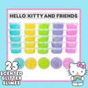 Hello Kitty Ultimate Slime Set, 25-Pack Scented Glitter Slimes, Party Favors for Kids 8-12, Slime Bulk, Mini Slime, Sanrio Stuff