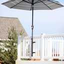 Patio Umbrella Holder Easy Installation - Space Saving Umbrella Holder Design - Outdoor Umbrella Base and Mount - Attaches to Railing Maximizing Outdoor Patio Space and Shade, White