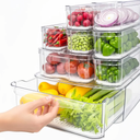 8 Pack Refrigerator Organizers, Clear Pull-out Drawer Container and Organizer Bins with Lids, Stackable Storage Containers for Fruits, Vegetable (Set of 8 (Include Pull Out Drawer))