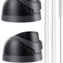 2 Pack Replacement Lid for Owala Freesip, One Button Water Bottle Replacement Cap Compatible with Owala Cup 16oz 24oz 32oz 40oz, No Leakage Replacement Lid Accessory Contain Straws and Straw Brush (Black)