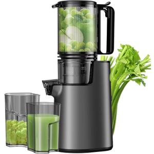 Cold Press Juicer, Juicer Machines with 5.4" Wide Feed Chute for Juice Extractor, Professional Slow Masticating Juicer for Whole Vegetables & Fruits with High Juice Yield, Easy to Clean (Black)