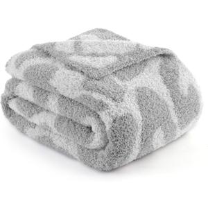 Bedsure Leopard Throw Blanket for Couch, Knit Fall Blanket - Super Soft, Cozy & Warm, GentleSoft, Breathable & Lightweight for Bed & Sofa, Grey, 50x60 Inches