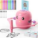 Interactive Educational Drawing Robot for Kids - Montessori Learning Toy with 150 Word Cards, Voice Interaction, Ages 5+ (Pink)