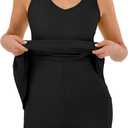 Black dress with Shorts Underneath,Tennis Dresses for Women with Built in Shorts Lightweight Sleeveless Golf Dress