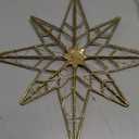 hogardeck Christmas Tree Topper, 11 Inches Lighted Gold Glittered 8-Point Star Tree Topper, 30 LED Sparkling Tree Toppers Christmas Decorations, Battery Powered Timer Xmas Treetop Star Decor