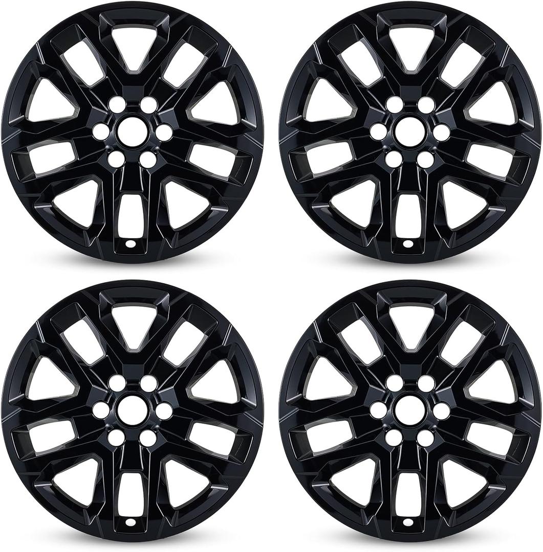 4-Pack Wheel Skins Compatible for 2018-2023 Chevy Traverse, 18 inch Wheel Skin Cover for 18-23 Traverse Black Color Hubcap Replacements