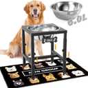 ADENGL 1.6 Gallon Elevated Dog Water Bowl for Large Dogs, 4-Height Adjustable (1318'') Raised Stainless Steel Bowl with Spill-Proof Mat & Sturdy Metal Stand, Easy-Clean Feeder for Indoor/Outdoor Use