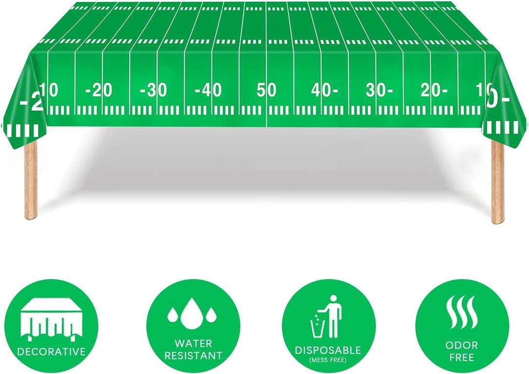 Party Football Tablecloth（120x60 Inch）, Football Theme Party Plastic Touchdown Table Cover for Birthday Party Decorations Tailgate Football Party  120x60