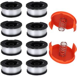 TOPEMAI AF-100 Spool, 0.065" Line String Trimmer Replacement Compatible with Black & Decker AF-100-3ZP GH900 GH600 String Trimmer(8 Pack+2 Spool Cap and Spring)