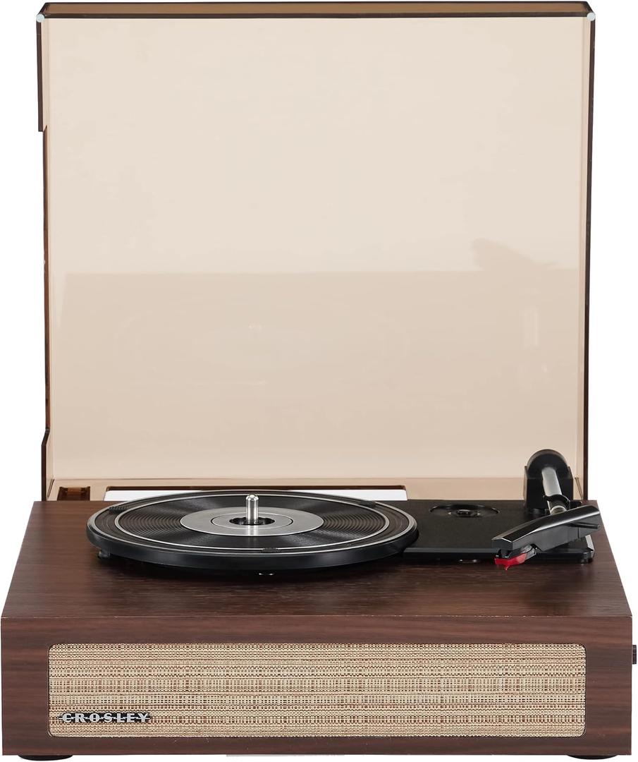 Crosley CR6042A-WA Scout 3-Speed Bluetooth Turntable with Built-in Speakers, Walnut