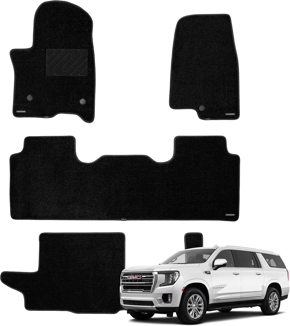 WENNEBIRD Superior Carpet Floor Mats for 2021-2026 GMC Yukon XL 8 Seats (Not for 7 Seats), 0.6-Inch Ultra-Thick, Noise-Reducing, All-Weather Waterproof Anti-Slip 4-Pc Set