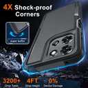 for Moto G 5G 2025 Case, Full Body Heavy Duty Rugged Shockproof Protective Phone Cover with Lanyard Strap, Tempered Glass Screen Protector, Black Matte