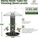 Kingsyard Finch Bird Feeder for Outdoors Hanging, Metal Mesh Tube Bird Feeders for Thistle & Nyjer Seed, Large Removable Tray & Rainproof Dome, 2.5 lbs Seed Capacity, Black