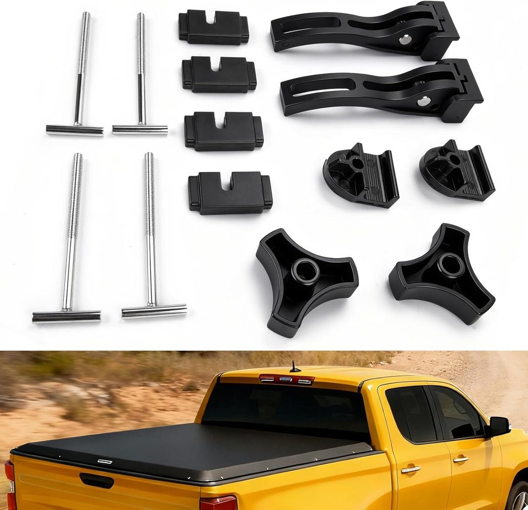 Truck Tonneau Cover Replacement Installation Accessory for Soft Or Hard Tri-fold & Quad-fold Truck Bed Cover Include Nut, T-Bolt(T-bar), Tonneau Cover Clamp, 2X Rear Clamp