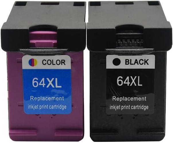 1 Set X 64XL Ink Cartridge Pack Replacement for HP 64 Ink Cartridges Black and Color Pack Compatible for HP 64 Ink Fits for HP Envy Photo 7855 7858 7155 7120 7800 6252 6255 7158 7100 Printer