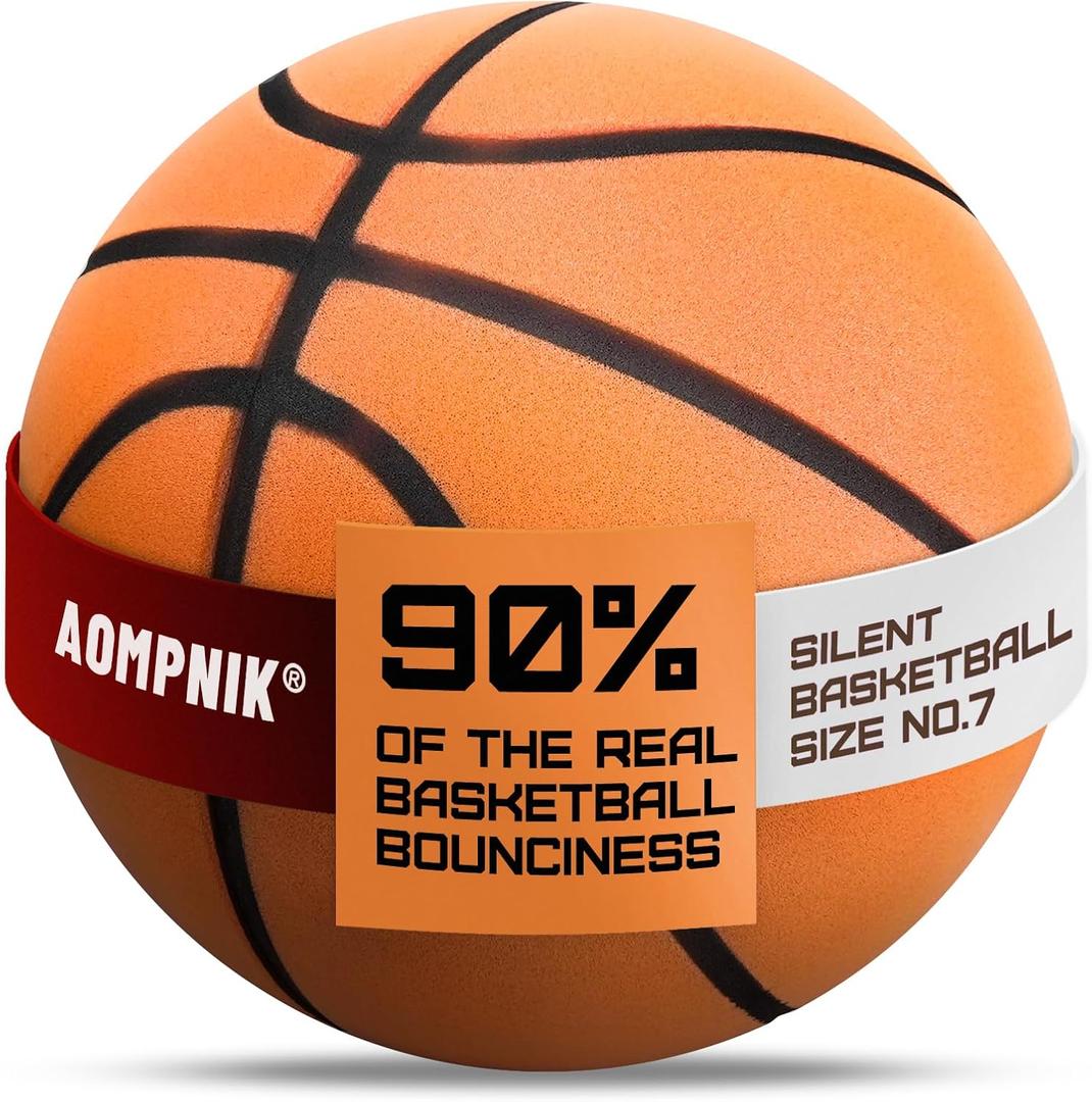 Silent Basketball Size 7- Grooved Dribble Dream Silent Basketball, Pro PU Form Indoor Ball for Training Home & Indoor Activities. Real Feel Higher Bounce Quieter. (Orange)