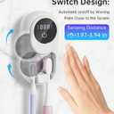 Toothbrush Holder & Toothbrush Cleaner, UV Toothbrush Sanitizer and Holder 2 Slots, Cleaning and Fan & Heat Drying, LED Smart Screen, Wall Mounted Tooth Brush Holder for Bathrooms (White)