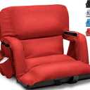 Wide Stadium Seats with Back Support, Exclusive Sofa Style Design Extra Thick Bleacher Chairs with Back and Cushion, 6 Reclining Positions - Ultimate Comfort for Sports Events (Red, 22.5")