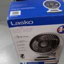 Lasko Whirlwind Orbital Motion Air Circulator Table Fan, 3 Speeds, Timer, Dark Mode, Remote Control for Small and Medium Sized Rooms, White, A12557