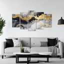 5Pcs Black and Gold Canvas Art Abstract Wall Decor Framed for Living Room Modern Texture Picture Gray Posters Prints Home Decor - 8x14inx2 8x18inx2 8x22inx1, 40x22 inch