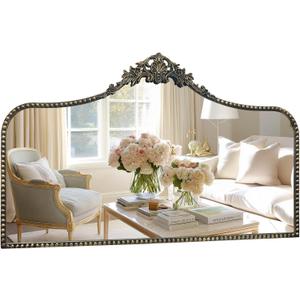 G-LEAF Vintage Baroque Mirror 48"X30", Victorian Antique Mirror with Black Brush Gold Ornate Metal Frame for Fireplace Entryway Living Room Hallway Bathroom