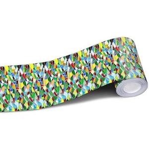 IVN Wallpaper Border Peel and Stick Wall Decorative Abstract Mosaic Print Trim Self Adhesive Border for Walls Mirror Frame Accent Strip for Bedroom Kitchen LivingRoom 4x196 Inch