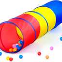 PigPigPen Pop Up Play Tunnel Tent for Toddlers Babies or Dogs, Indoor & Outdoor Toys for Kids Backyard Playset. (Red,Yellow,Blue), 17.5 X 67