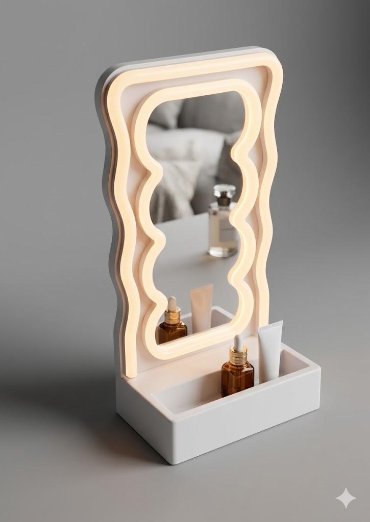 Orbit Wavy LED Light and Mirror Phone Holder is a multifunctional phone stand featuring a vibrant LED glow, a built-in mirror, and a trendy wave design for hands-free viewing