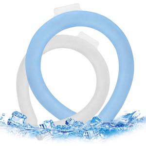 Neck Cooling Tube, 2Pcs Neck Cooling Ring, Starts Below 28C (82.4F), Reusable Wearable White Blue