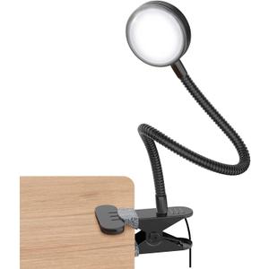 LEPOWER Clip on Light, Reading Lights for Books in Bed with 10 Brightness Levels & 3 Colors, Flexible 3W Bed Lights for Headboard, Desk, Ideal for Reading, Working & Studying -No AC Adapter, Black