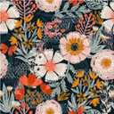 HAOKHOME Boho Peel and Stick Wallpaper Floral Wall Paper Removable for Bedroom Navy/Pink/Orange Contact Paper 17.7in x 9.8ft