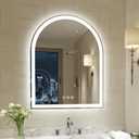 Arched LED Mirror for Bathroom 24 x 30 Inch, Frameless LED Bathroom Mirror with Lights, Fogless, Dimmable, 3 Color Changing, Shatterproof, Touch Sensor