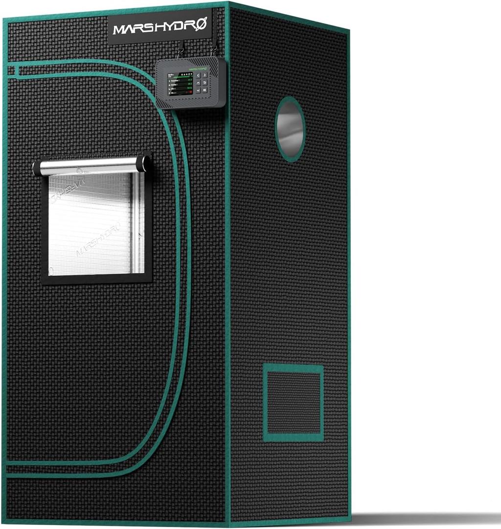 MARS HYDRO 2x2x4 Advanced Grow Tent, 24"x24"x48" High Reflective Mylar 1680D for Hydroponics Indoor Plant Growing, with Floor Tray and Smooth Zipper for TS600