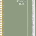2026 Planner - Planner 2026 from January 2026 - December 2026, Weekly & Monthly Planner Spiral Bound with 12 Monthly Tabs, Inner Pocket, 6.4" x 8.5", Green-E