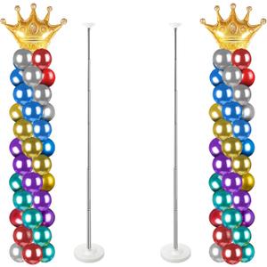 Balloon Column Stand for Floor Set of 2, Adjustable Balloon Arch Stand Balloon Tower Pillar for Halloween Gender Reveal, New Yew, Baby Shower, Birthday Party Decorations (Upgraded), Balloons not included