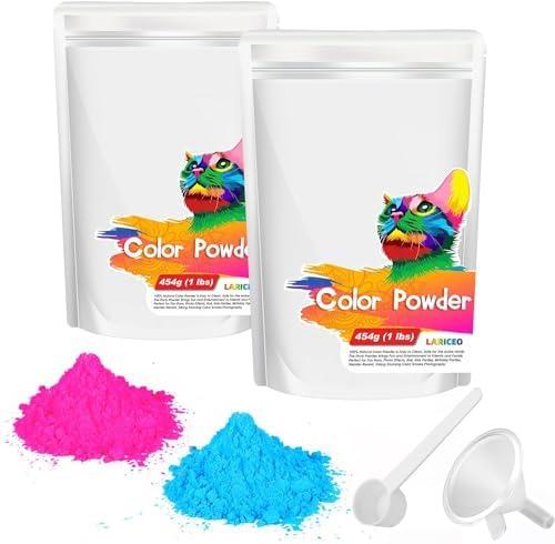 2 lbs Perfect Gender Reveal Powder, Gender Reveal Powder with Spoon, Funnel, Blackout Packaging - Pink & Blue - Holi Color Paint for Car & Motorcycle Burnout, Toss, Photoshoot, Festivals, Rangoli