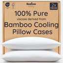 Bambaw 100% Viscose Derived from Bamboo Pillowcase Queen Size  Set of 2 Queen Cooling Pillow Cases with Envelope Closure, Breathable & Super Soft Pillow Cases, Anti Acne Pillow Case (White)