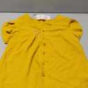 PRETTYGARDEN Short Sleeve Tops for Women 2025 Summer Spring Western Chiffon Blouses Dressy Casual Work Pearl Shirts (Small, Yellow)