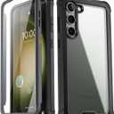 Poetic Guardian Case Compatible with Galaxy S23+ Plus 5G 6.7 inch, Built-in Screen Protector Work with Fingerprint ID, Full Body Hybrid Shockproof Protective Rugged Clear Cover Case, Black/Clear